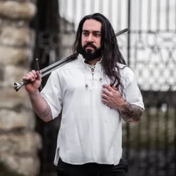 Leonardo Carbone Medieval Shirt With Short Sleeves, White