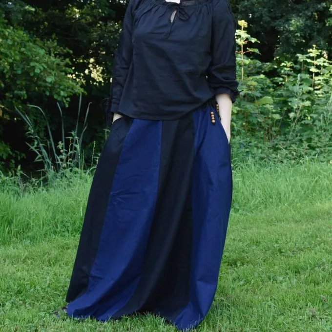 Medieval Skirt Loreena, Black-blue 1 Medieval Skirt Loreena, Black-blue