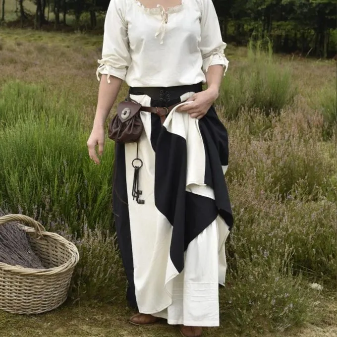 Medieval Skirt Loreena, Black-natural 4 Medieval Skirt Loreena, Black-natural - Image 4