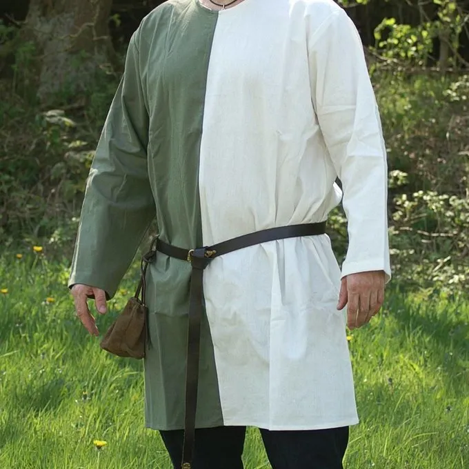 Medieval Tunic Mi-parti Green-white 1 Medieval Tunic Mi-parti Green-white
