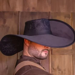 Rawblade Musketeer Hat Toledo, Deluxe, Black -Medieval Clothing Sales Store musketeer hat toledo deluxe black 2