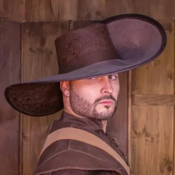 Rawblade Musketeer Hat Toledo, Deluxe, Brown -Medieval Clothing Sales Store musketeer hat toledo deluxe brown 4