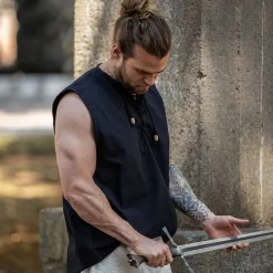 Leonardo Carbone Pirate Shirt Jean, Black -Medieval Clothing Sales Store pirate shirt jean black 5