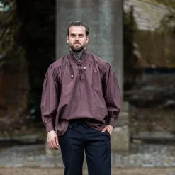 Leonardo Carbone Pirate Shirt With Collar, Brown 10 Leonardo Carbone Pirate Shirt With Collar, Brown -Medieval Clothing Sales Store pirate shirt with collar brown 4