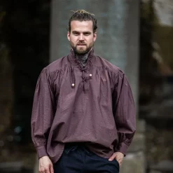 Leonardo Carbone Pirate Shirt With Collar, Brown 11 Leonardo Carbone Pirate Shirt With Collar, Brown -Medieval Clothing Sales Store pirate shirt with collar brown 5