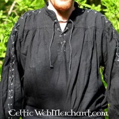 Leonardo Carbone Pirate Shirt With Laces, White -Medieval Clothing Sales Store pirate shirt with laces white 2