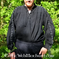 Leonardo Carbone Pirate Shirt With Laces, White -Medieval Clothing Sales Store pirate shirt with laces white 3