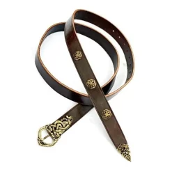 Ringerike Viking Belt Deluxe, Brown, Silvered