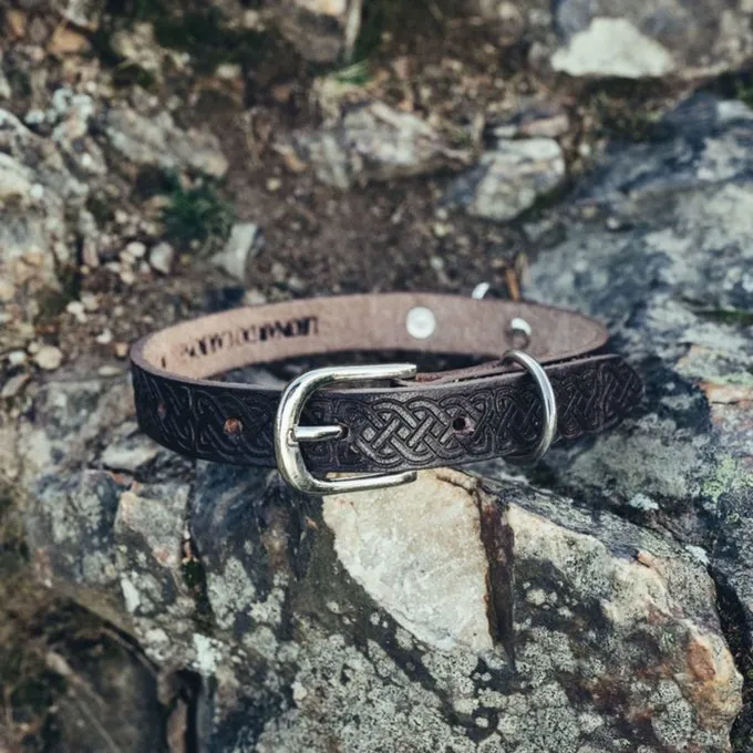 Leonardo Carbone Set Celtic Dog Leash And Collar, Brown 1 Leonardo Carbone Set Celtic Dog Leash And Collar, Brown