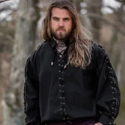 Leonardo Carbone Shirt Tonio Black 11 Leonardo Carbone Shirt Tonio Black -Medieval Clothing Sales Store shirt tonio black 5