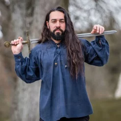 Leonardo Carbone Shirt Wolf Blue -Medieval Clothing Sales Store shirt wolf blue 3