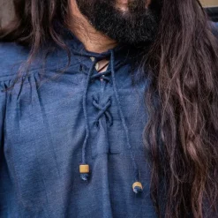 Leonardo Carbone Shirt Wolf Blue -Medieval Clothing Sales Store shirt wolf blue 4