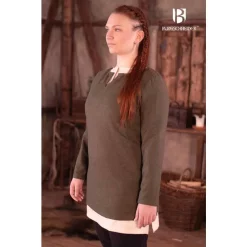 Burgschneider Short Viking Tunic Svenja, Wool, Olive Green 6 Burgschneider Short Viking Tunic Svenja, Wool, Olive Green -Medieval Clothing Sales Store short viking tunic svenja wool olive green 2