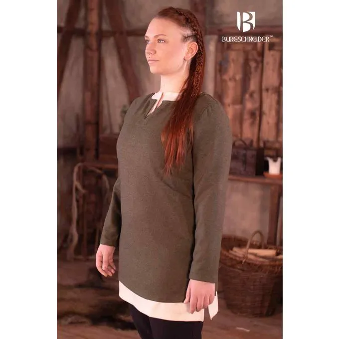 Burgschneider Short Viking Tunic Svenja, Wool, Olive Green 3 Burgschneider Short Viking Tunic Svenja, Wool, Olive Green - Image 3