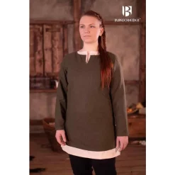 Burgschneider Short Viking Tunic Svenja, Wool, Olive Green