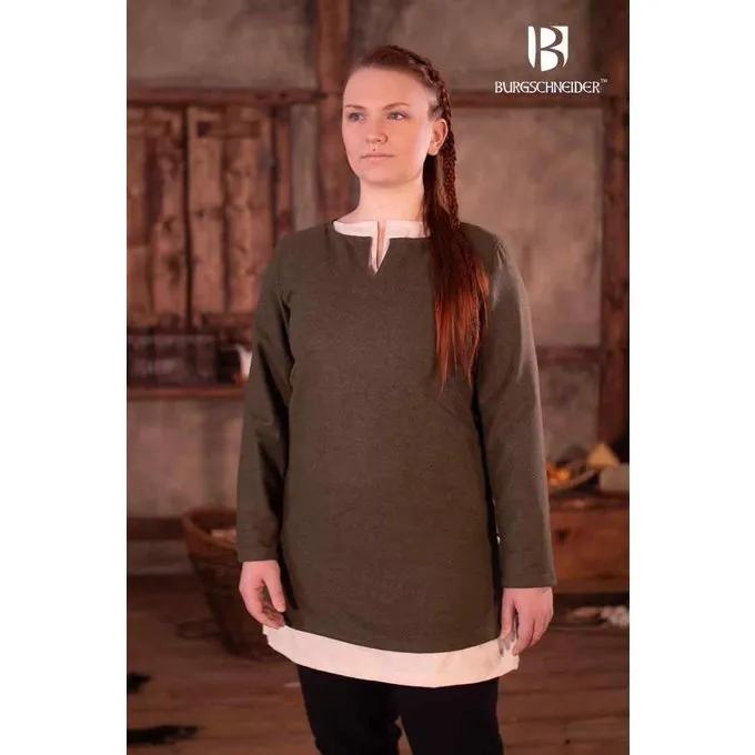 Burgschneider Short Viking Tunic Svenja, Wool, Olive Green 1 Burgschneider Short Viking Tunic Svenja, Wool, Olive Green