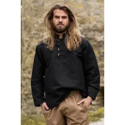 Leonardo Carbone Soldier Shirt, Black 10 Leonardo Carbone Soldier Shirt, Black -Medieval Clothing Sales Store soldier shirt black 4