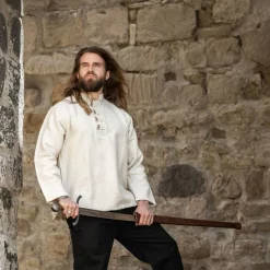 Leonardo Carbone Soldier Shirt, Cream -Medieval Clothing Sales Store soldier shirt cream 2