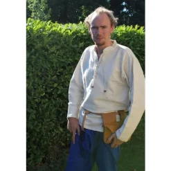 Leonardo Carbone Thick Cotton Shirt, Black -Medieval Clothing Sales Store thick cotton shirt black 2