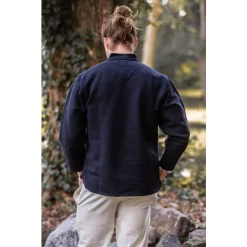 Leonardo Carbone Thick Cotton Shirt, Black -Medieval Clothing Sales Store thick cotton shirt black 4