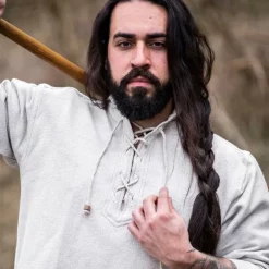 Leonardo Carbone Thick Cotton Shirt, Grey 8 Leonardo Carbone Thick Cotton Shirt, Grey -Medieval Clothing Sales Store thick cotton shirt grey 2