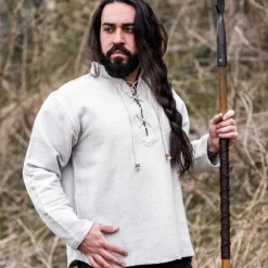 Leonardo Carbone Thick Cotton Shirt, Grey 11 Leonardo Carbone Thick Cotton Shirt, Grey -Medieval Clothing Sales Store thick cotton shirt grey 5