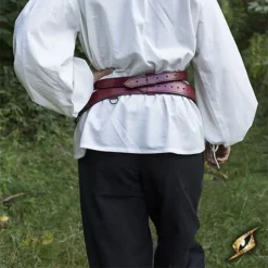 Epic Armoury Two-part Sword Belt, Red -Medieval Clothing Sales Store two part sword belt red 2