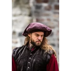 Leonardo Carbone Velvet Beret, Brown -Medieval Clothing Sales Store velvet beret brown 4