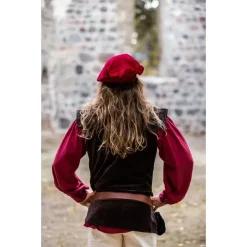 Leonardo Carbone Velvet Beret, Red -Medieval Clothing Sales Store velvet beret red 2