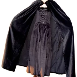 Leonardo Carbone Velvet Cloak Lily Black -Medieval Clothing Sales Store velvet cloak lily black 5