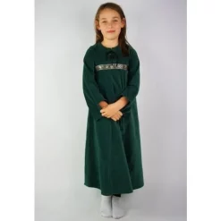Leonardo Carbone Velvet Girl's Dress Ariane Green -Medieval Clothing Sales Store velvet girls dress ariane green 2