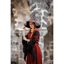 Leonardo Carbone Witch Hat With Stars, Brown -Medieval Clothing Sales Store witch hat with stars brown 3