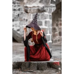 Leonardo Carbone Witch Hat With Stars, Brown -Medieval Clothing Sales Store witch hat with stars brown 5