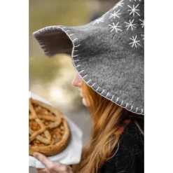 Leonardo Carbone Witch Hat With Stars, Grey -Medieval Clothing Sales Store witch hat with stars grey 3