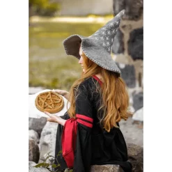 Leonardo Carbone Witch Hat With Stars, Grey -Medieval Clothing Sales Store witch hat with stars grey 5