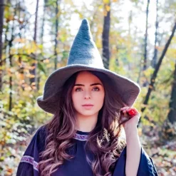 Leonardo Carbone Witches Hat, Grey 11 Leonardo Carbone Witches Hat, Grey -Medieval Clothing Sales Store witches hat grey 5