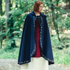 Leonardo Carbone Wool Cloak Ceridwen, Blue 8 Leonardo Carbone Wool Cloak Ceridwen, Blue -Medieval Clothing Sales Store wool cloak ceridwen blue 2