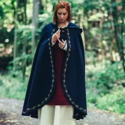 Leonardo Carbone Wool Cloak Ceridwen, Blue 9 Leonardo Carbone Wool Cloak Ceridwen, Blue -Medieval Clothing Sales Store wool cloak ceridwen blue 3