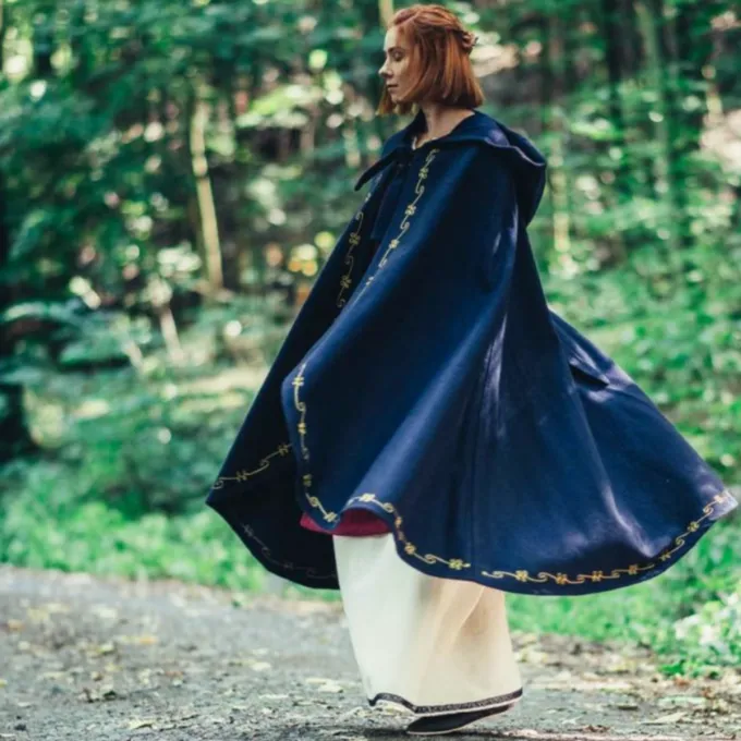 Leonardo Carbone Wool Cloak Ceridwen, Blue 1 Leonardo Carbone Wool Cloak Ceridwen, Blue